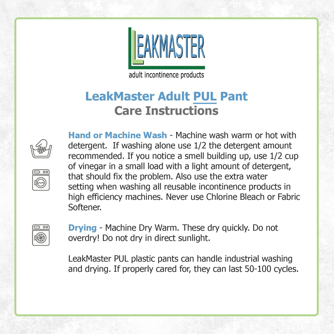 LeakMaster - Adult PUL Waterproof Pants- Comfortable, Quiet and Effective Adult Diaper Pant For Men Or Women Made Of Quality Poly Urethane Laminate - Washable and Reusable Incontinence Pants {Large}