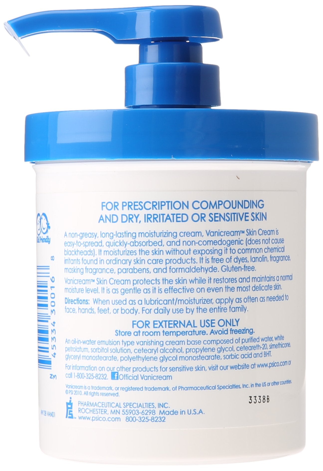 Vanicream Moisturizing Skin Cream with Pump Dispenser, 1 Pound