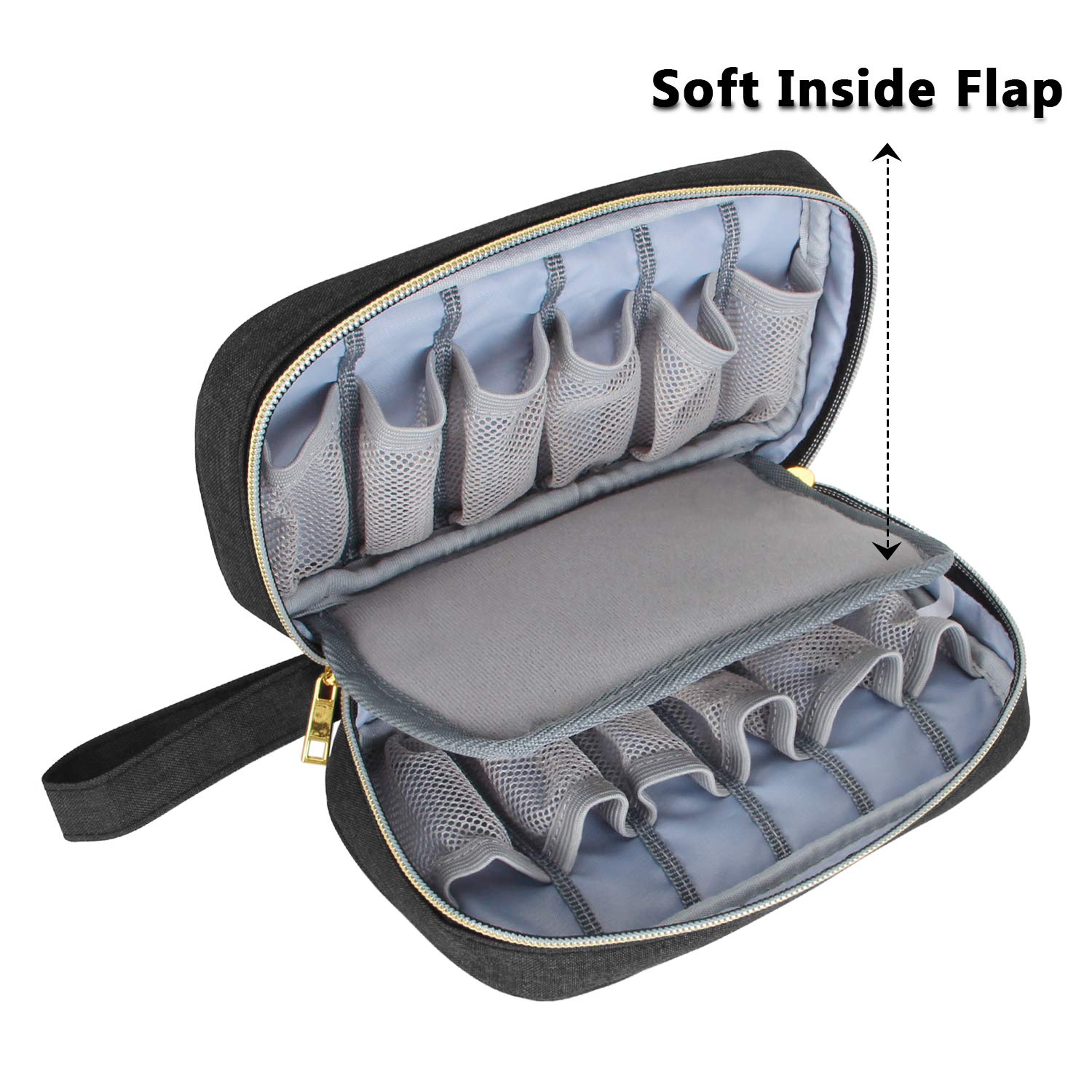 LUXJA Essential Oil Carrying Case - Holds 12 Bottles (5ml-15ml, Including Roller Bottles), Portable Organizer for Essential Oil and Accessories (Bag Only), Black