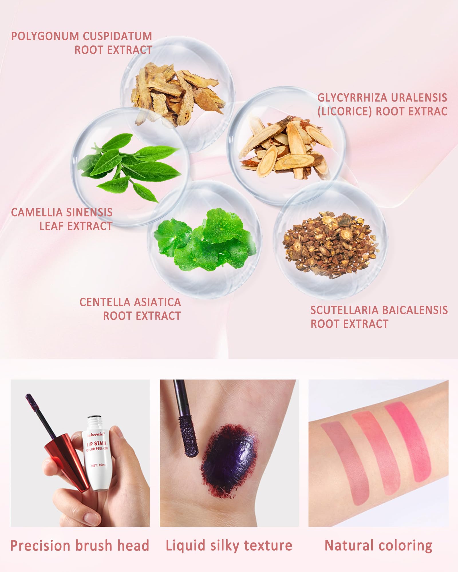 Peel Off Lip Tint Stain Set-3Pcs Nude Pink Rose Tattoo Lip Liner Stain with Matte Finish,Lip Gloss Long Lasting Waterproof Tinted Colored Lipliner Lipstain,Mother's Lip Makeup Gift for Women Girl