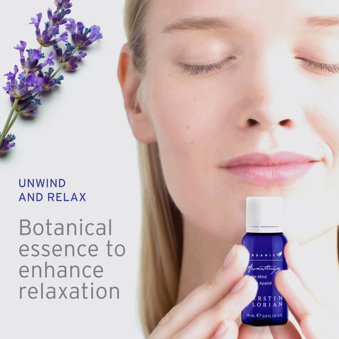 Kerstin Florian Organic Calm Mind Aromatherapy Oil | With Lavender | Peppermint and Cajeput (.5 fl oz)