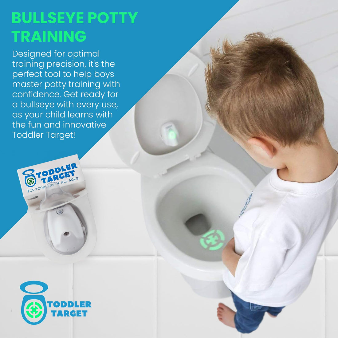 Toddler Target Adjustable Potty Toilet Target with Motion Sensor, Bullseye Illumination, and Nightlight, Precision Training - Ideal for Boys' Potty Training