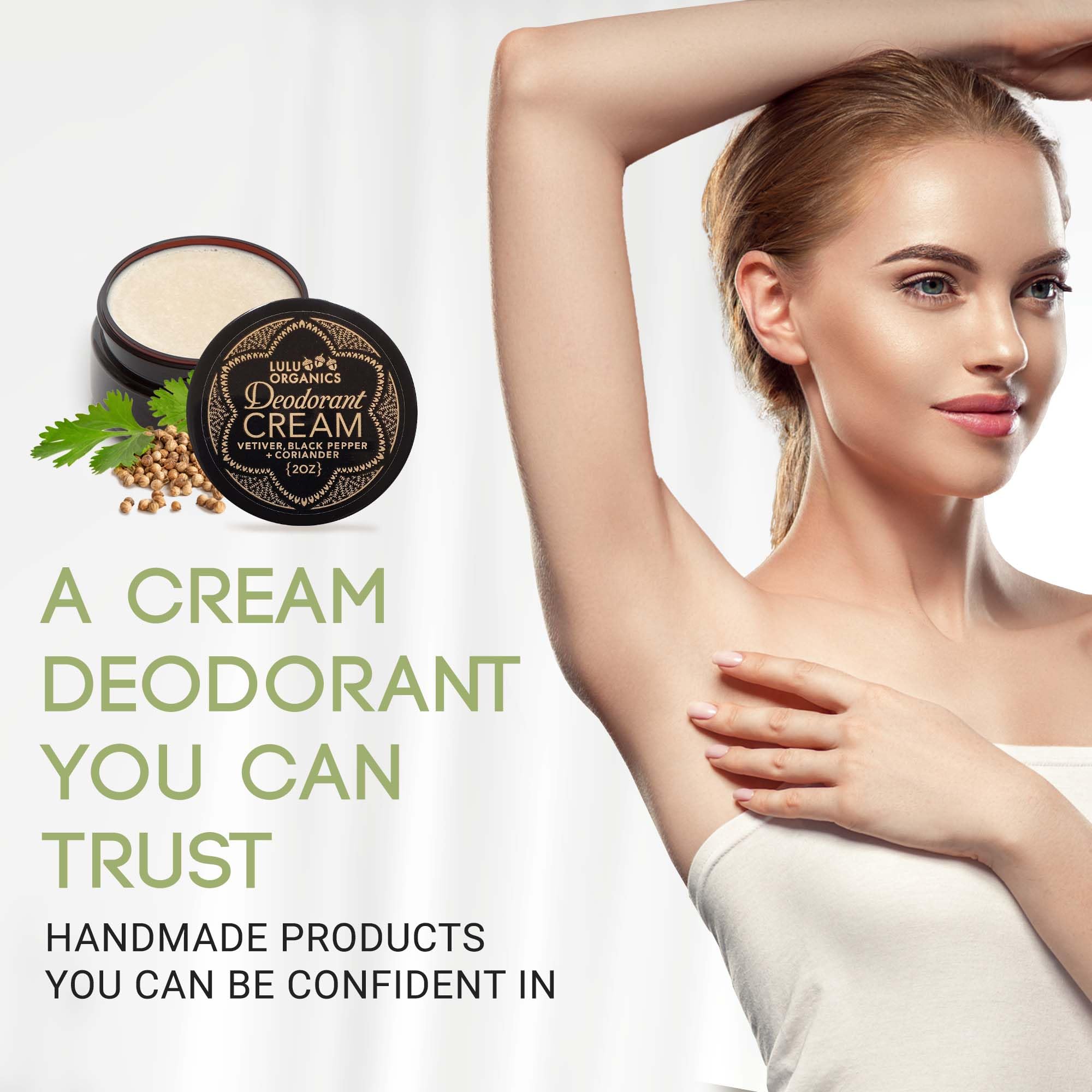 Deodorant Cream Vetiver, Black Pepper & Coriander 2 oz by Lulu Organics by Lulu Organics