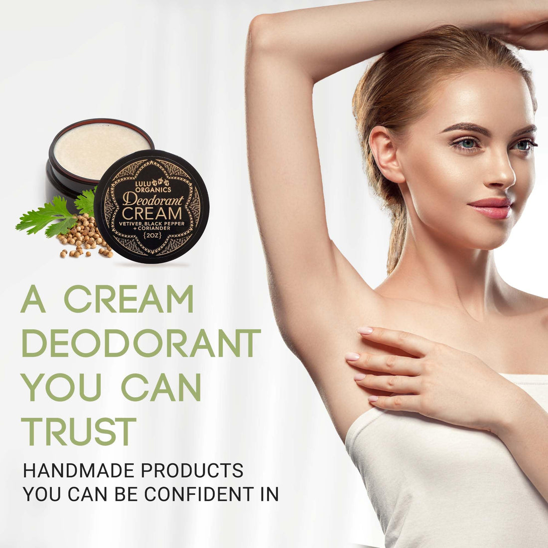 Deodorant Cream Vetiver, Black Pepper & Coriander 2 oz by Lulu Organics by Lulu Organics