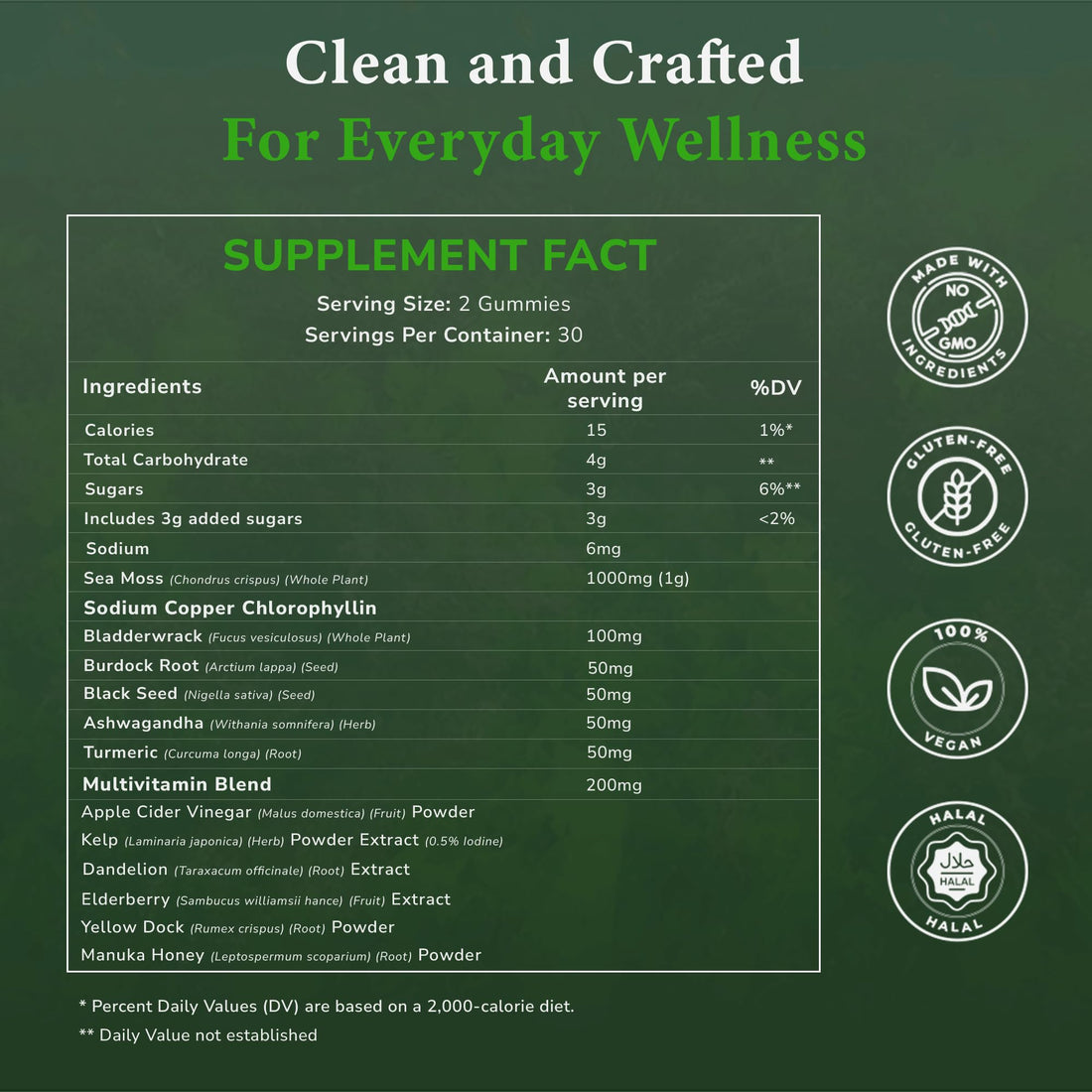 SALVAVITA Sea Moss Gummies – Powerful 1500mg Serving | Infused with Bladderwrack, Burdock Root, Black Seed & Ashwagandha | Organic Sea Moss | Lemon Flavor - 60 Gummies