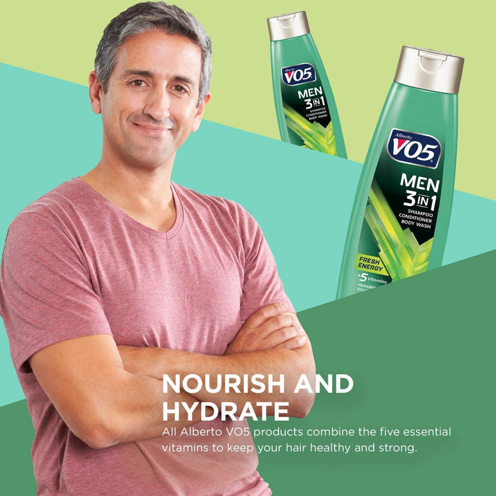 3 Pk, Alberto VO5 Men s 3-in-1 Shampoo Conditioner Body Wash Fresh Energy, 12.5oz