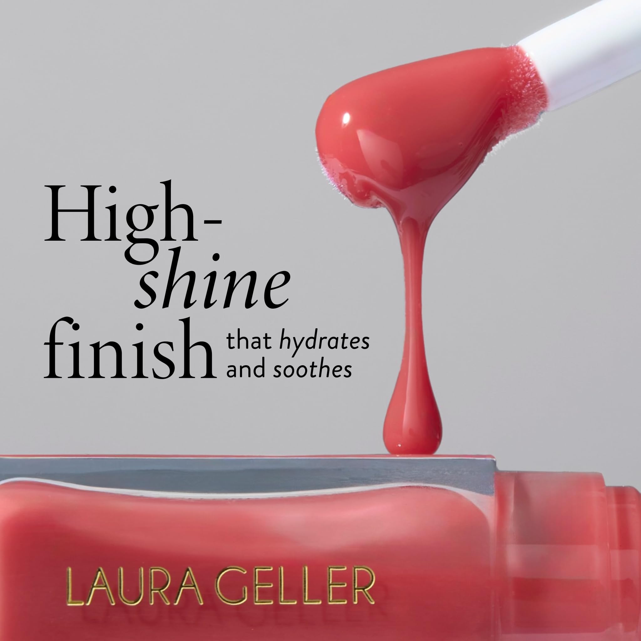 LAURA GELLER NEW YORK Fine Shine Glossy Lip Oil, Rose Garden - Hydrating Squalane - Pink Lip Gloss