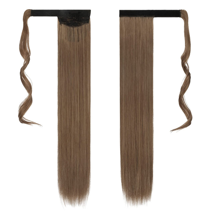 FESHFEN Straight Ponytail Extensions 28 Inch Long Wrap Around Synthetic Hair Piece Clip in Ponytail Hair Extensions Hairpiece for Women Girls 150g