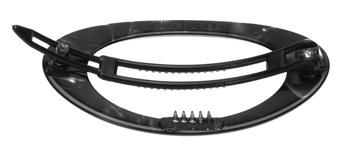 Nacro Black : France Luxe Cutout Oval Plastic Tige Boule Barrette - Nacro Black