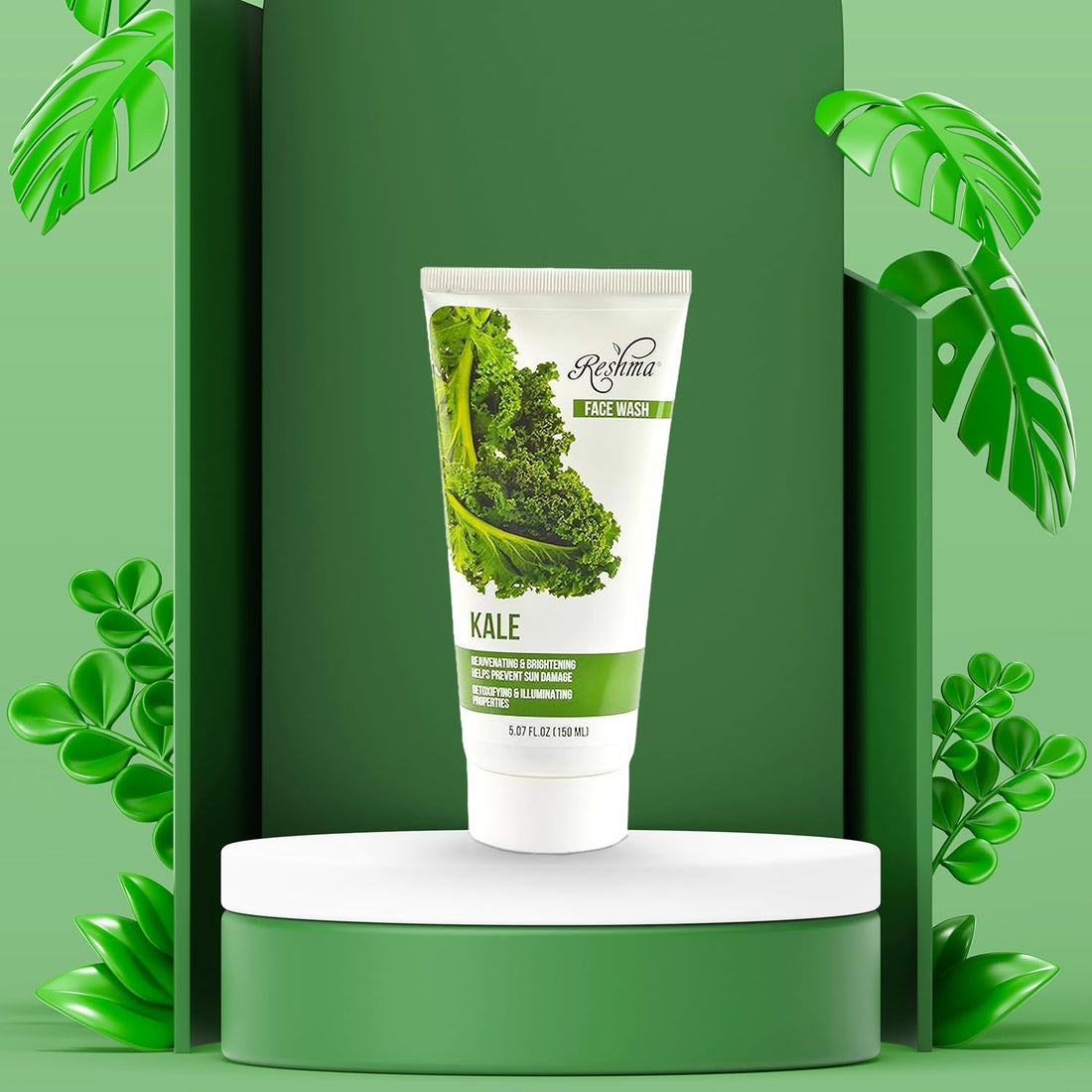 Reshma Beauty Kale Face Wash | Cleanser for All Skin Types & Dull Skin |Purifying and Hydrating| Enhances Natural Glow| Cruelty Free | Removes Make Up| For Daily Use - Cruelty Free(Pack of 1), 5.07 oz