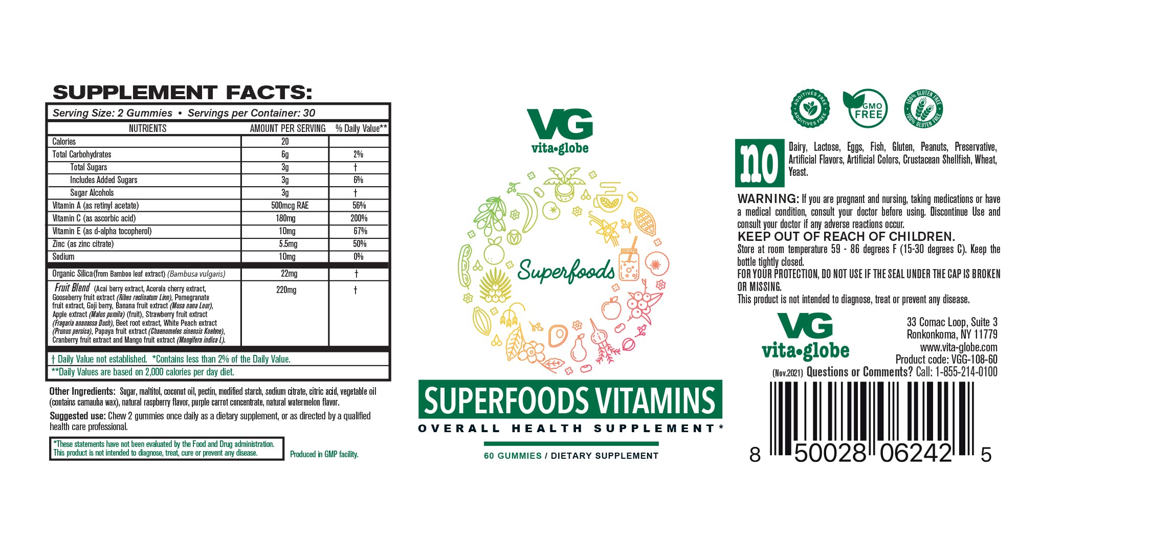 VitaGlobe Super Foods Gummies - Immune Booster, 60 Count