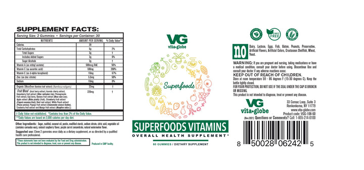 VitaGlobe Super Foods Gummies - Immune Booster, 60 Count