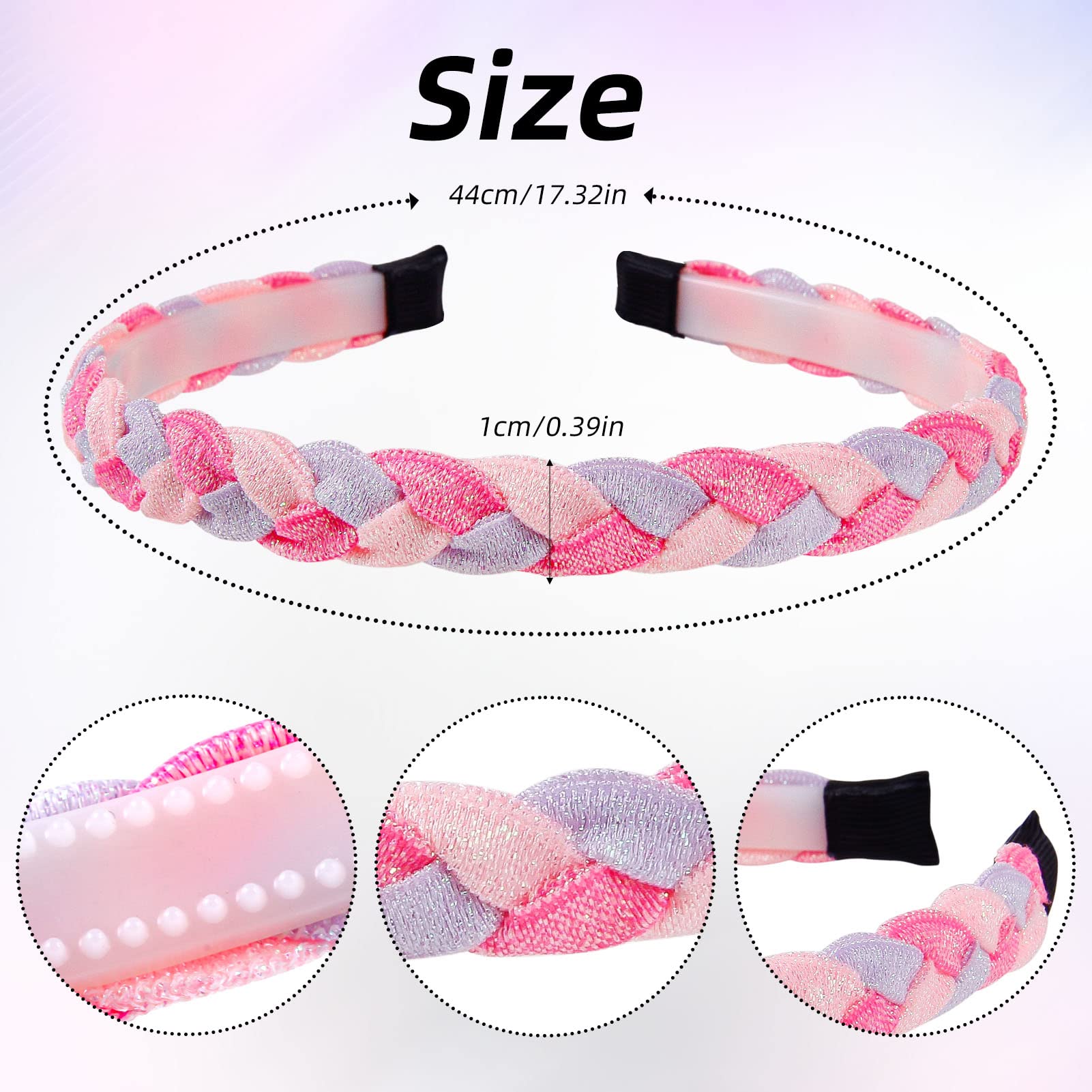 Braided Headbands Girls 6 Pieces Rainbow Braid Head Bands for Kids Toddlers Women Hand Twist Hairbands Sequins Cloth Hair Accessories Party Favors