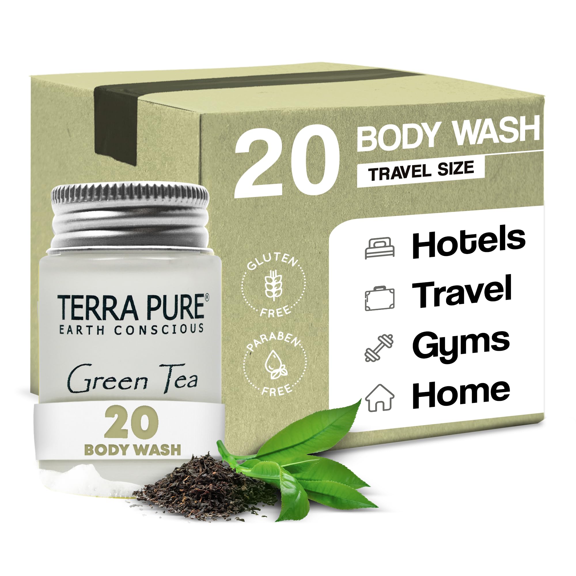 Terra Pure Green Tea Body Wash, 1 oz. In Jam Jar With Organic Honey And Aloe Vera (Case of 20)