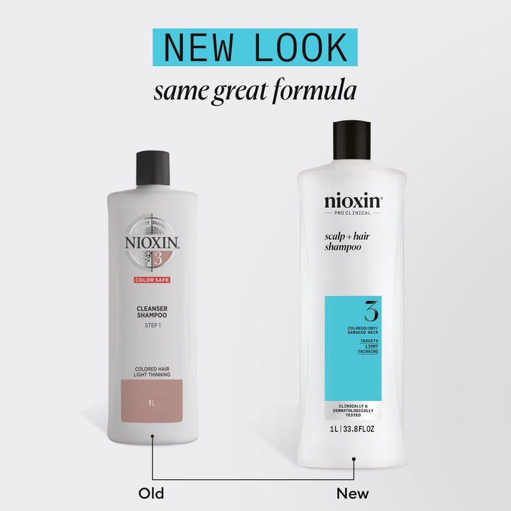 Nioxin System 3 Scalp + Hair Thickening Shampoo | For Colored, Dry, & Damaged Hair with Light Thinning | Maintain Vibrant Color | Strengthen & Nourish with Niacinamide & Biotin | 33.8 Fl Oz