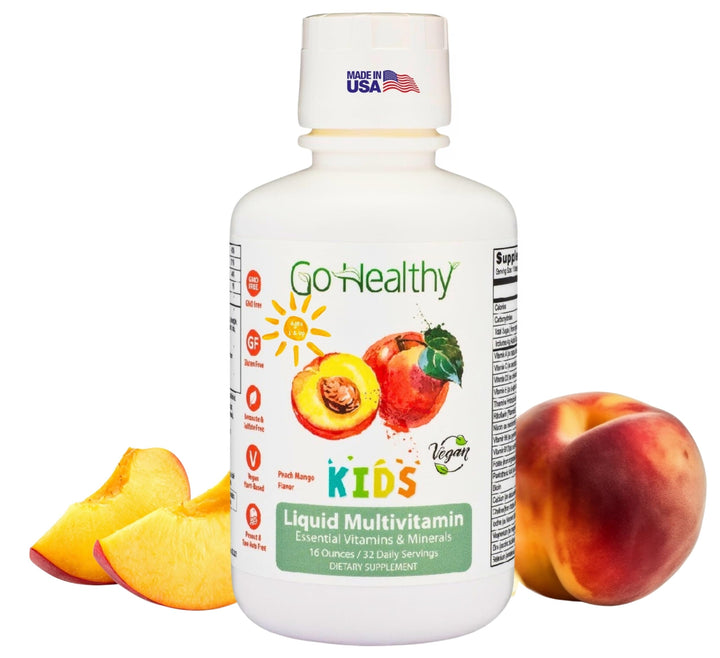 Go Healthy Kids Liquid Multivitamin - Vegan Vitamin Supplement Supports Children's Growth, Development & Immune Function, Ages 1 & Up, Delicious Fruit Flavor - 32 Servings