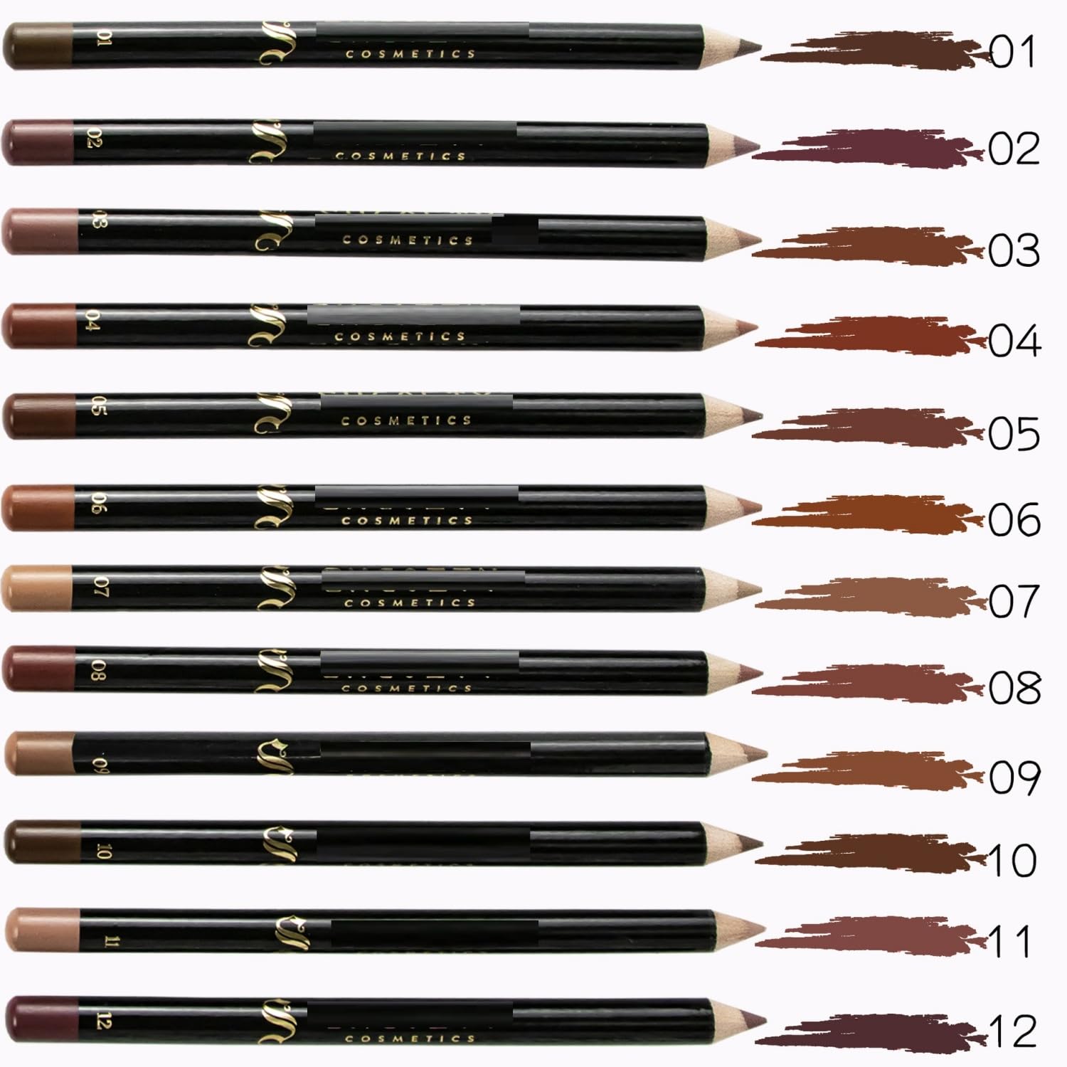 MAEPEOR Matte Lip Liner 12 PCS Nude Brown Series Highly Pigmented and Smoothly Velvet Lipliner Pencil Set Long Lasting and Waterproof Durable Lip Liners (12PCS-4)