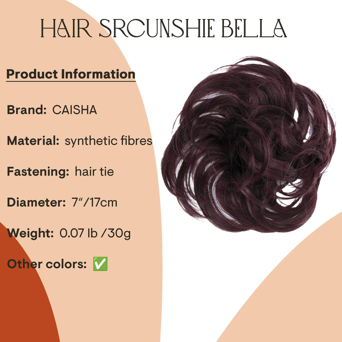 dark wine red #99jA : PRETTYSHOP Scrunchie Bun Up Do Hair piece Hair Ribbon Ponytail Extensions Wavy Curly or Messy Various Colors (claret red 99jA)