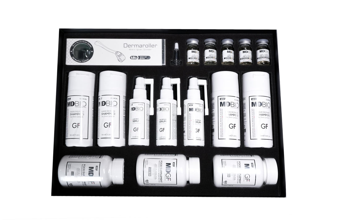 MD PLUS BIO Advanced Special Formula Package - Clinical Hair Transplant Repair Kit – Special Hair Care Set Containing; Shampoo, Serum, Multivitamins and Complex Meso Serum - Biotin, Keratin, Collagen