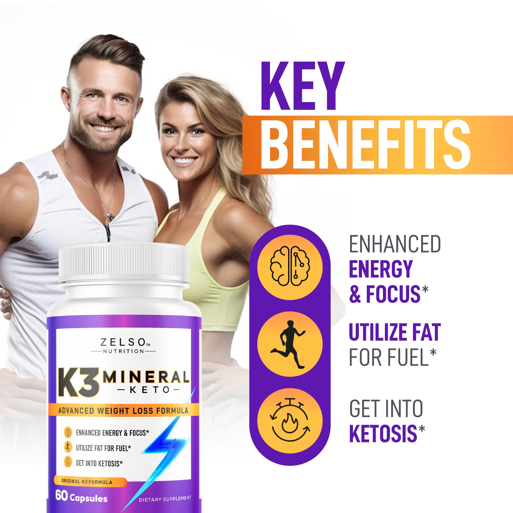 ZELSO (2 Pack) K3 Mineral Weight Loss Pills for Women and Men, K3 Mineral Pills - K3 Salt Mineral, Vitamin + K3 Capsules Supplement for Keto Weight Loss - 2 Months Supply