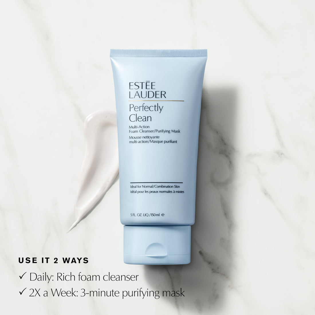 Estée Lauder Perfectly Clean Multi-Action Foaming Face Wash Cleanser/Purifying Face Mask, 5.0 fl oz.