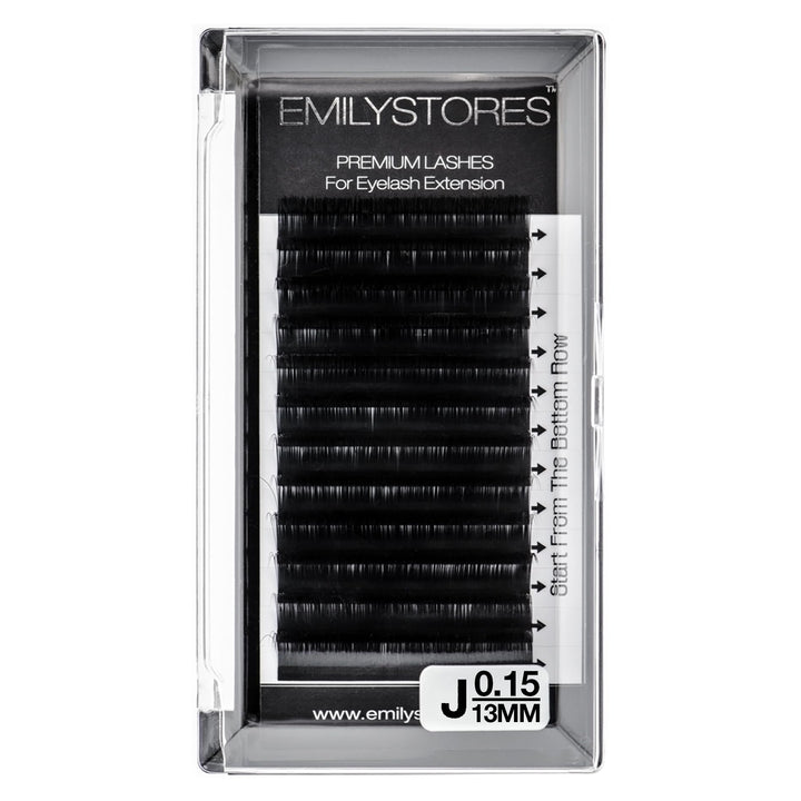 Emilystores Eyelash Extensions 0.15mm Thickness J Curl Length 13mm Silk Mink Fake Eye Lashes In One Tray