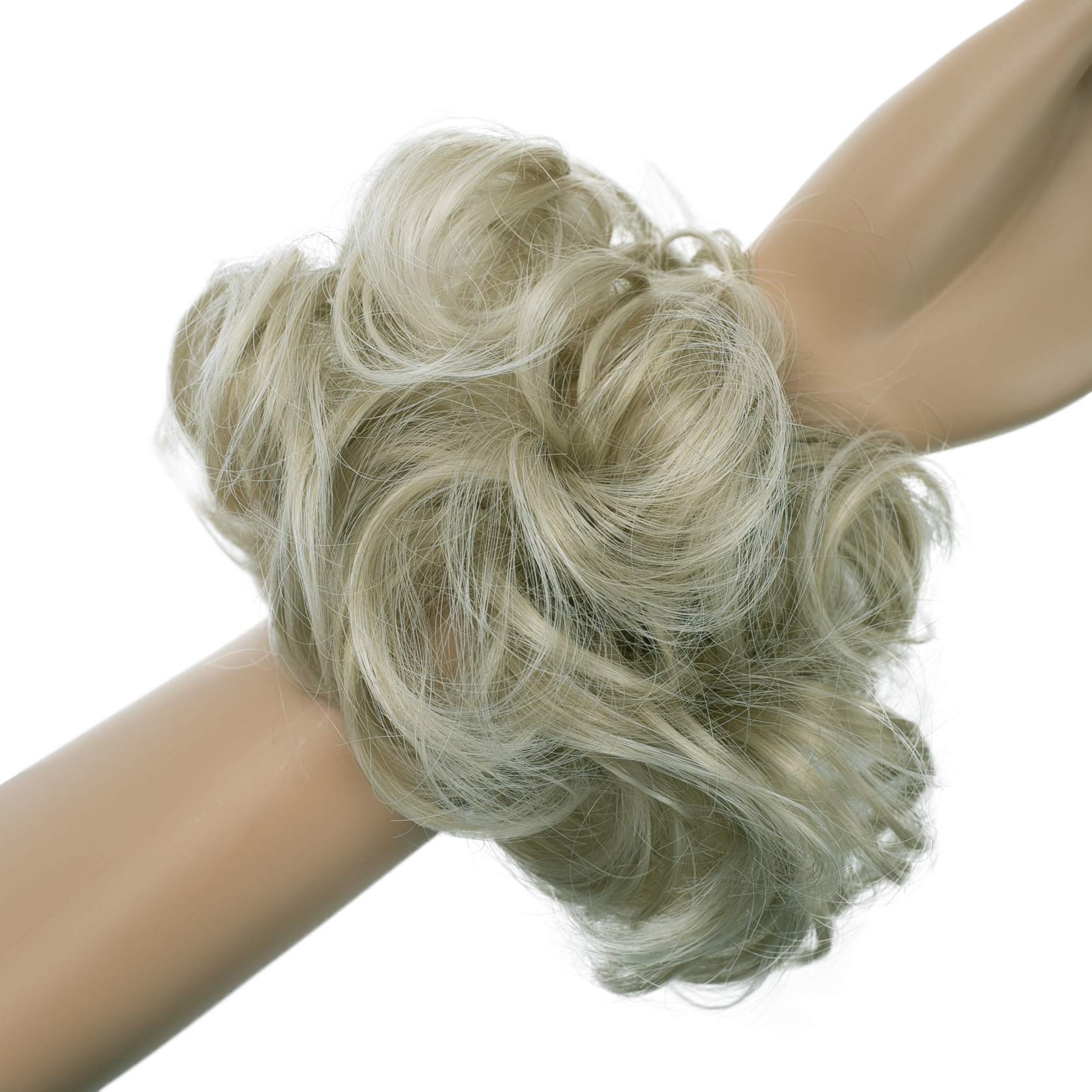 Light blond G12E_24AT613 : PRETTYSHOP Hairpiece Hair Rubber Scrunchie Scrunchy Updos VOLUMINOUS Curly Messy Bun Light blond G12E_24AT613