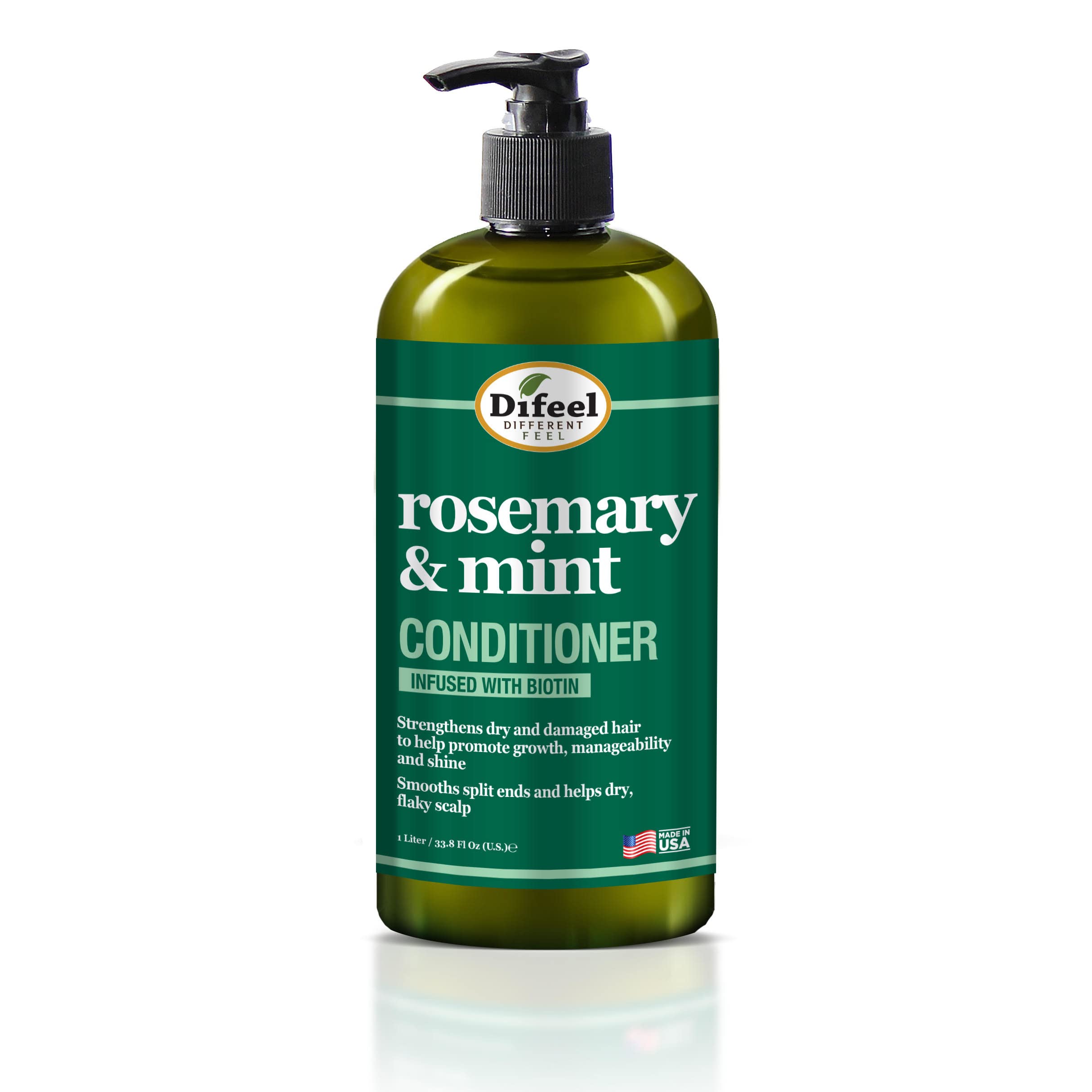 Difeel Rosemary and Mint Hair Strengthening Conditioner with Biotin 33.8 oz. - Made with Natural Rosemary Oil for Hair Growth