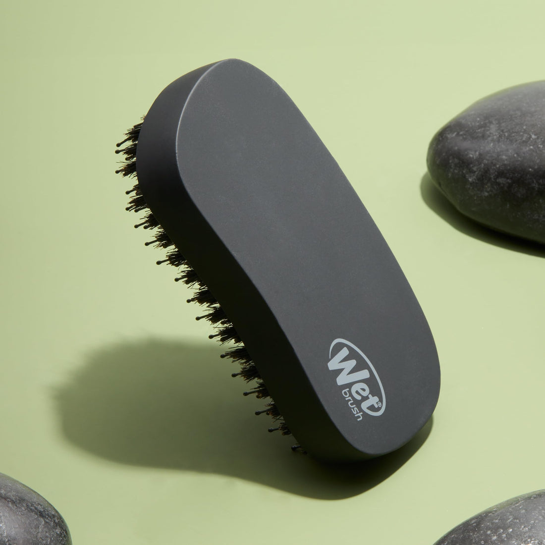 Wet Brush Shine Enhancer Hair Brush with IntelliFlex Bristles, Short Hair & Beard Brush for Men, Detangling Boar Hair Brush, Soft & Shiny Strands, Palm Brush for Easy Styling, Black