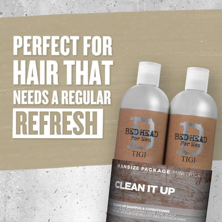 Tigi Bed Head B for Men Clean Up Kit - 2 Pc, 25.36 Oz Shampoo, 25.36 Oz Conditioner, Gluten Free, Peppermint Scent, Menthol, 1 Count