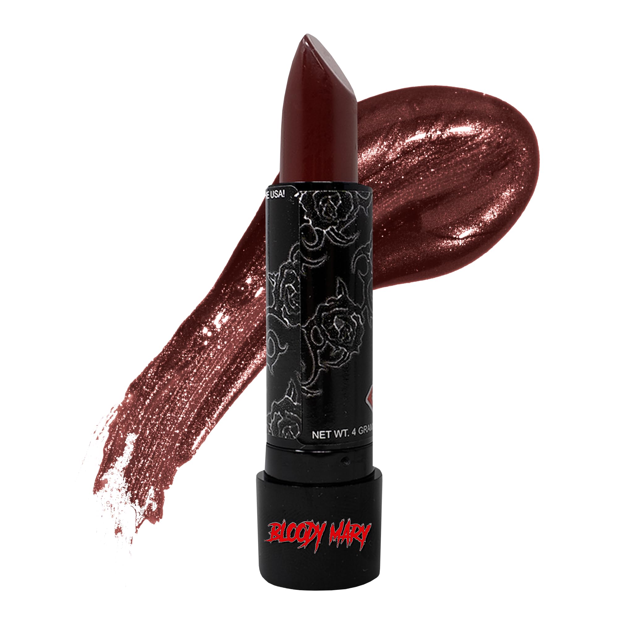 Bloody Mary Lipstick By Professional Hollywood Makeup Quality -Creamy & Long Lasting Fashionable Eccentric Gothic Style - Ideal For Halloween - Unique Color & Rich Pigment (Blood Red)