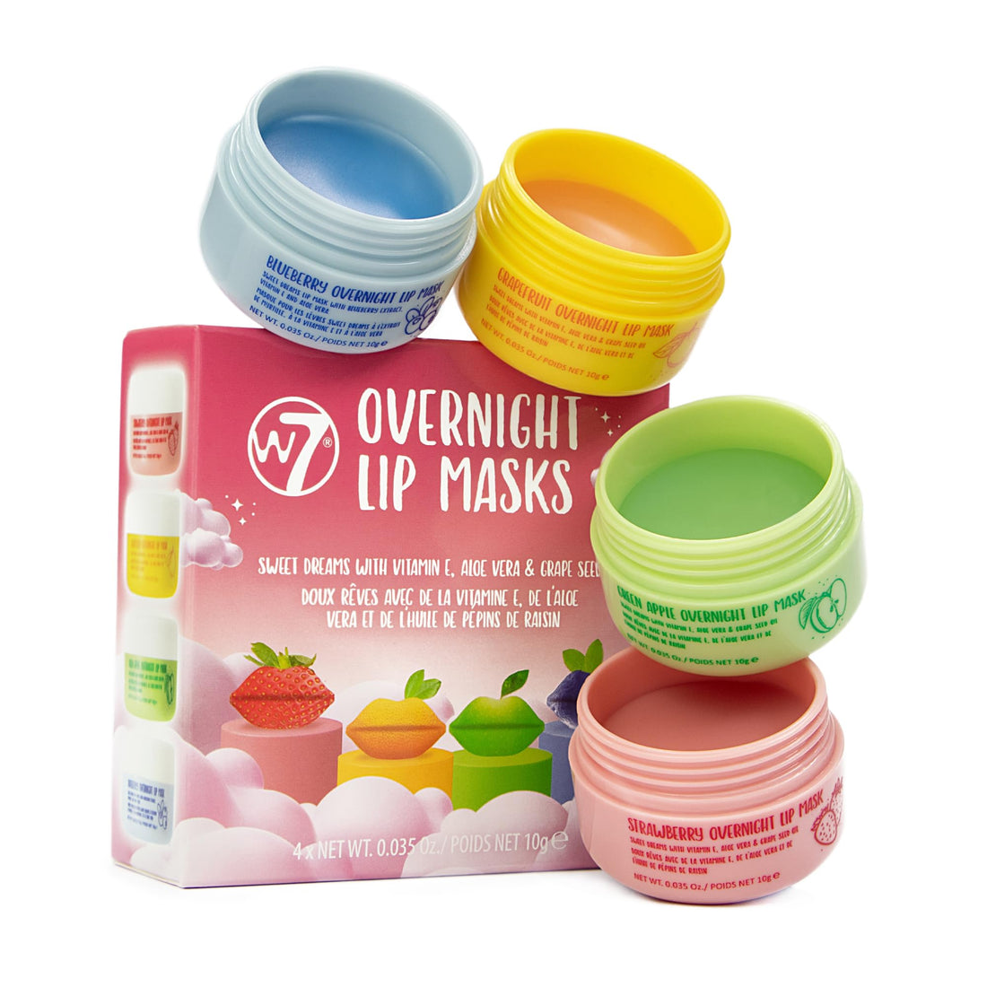 W7 Sweet Dreams Overnight Lip Masks - Gift Set - Lip Treatment with Aloe Vera & Vitamin E - Hydrating, Moisturizing Formula