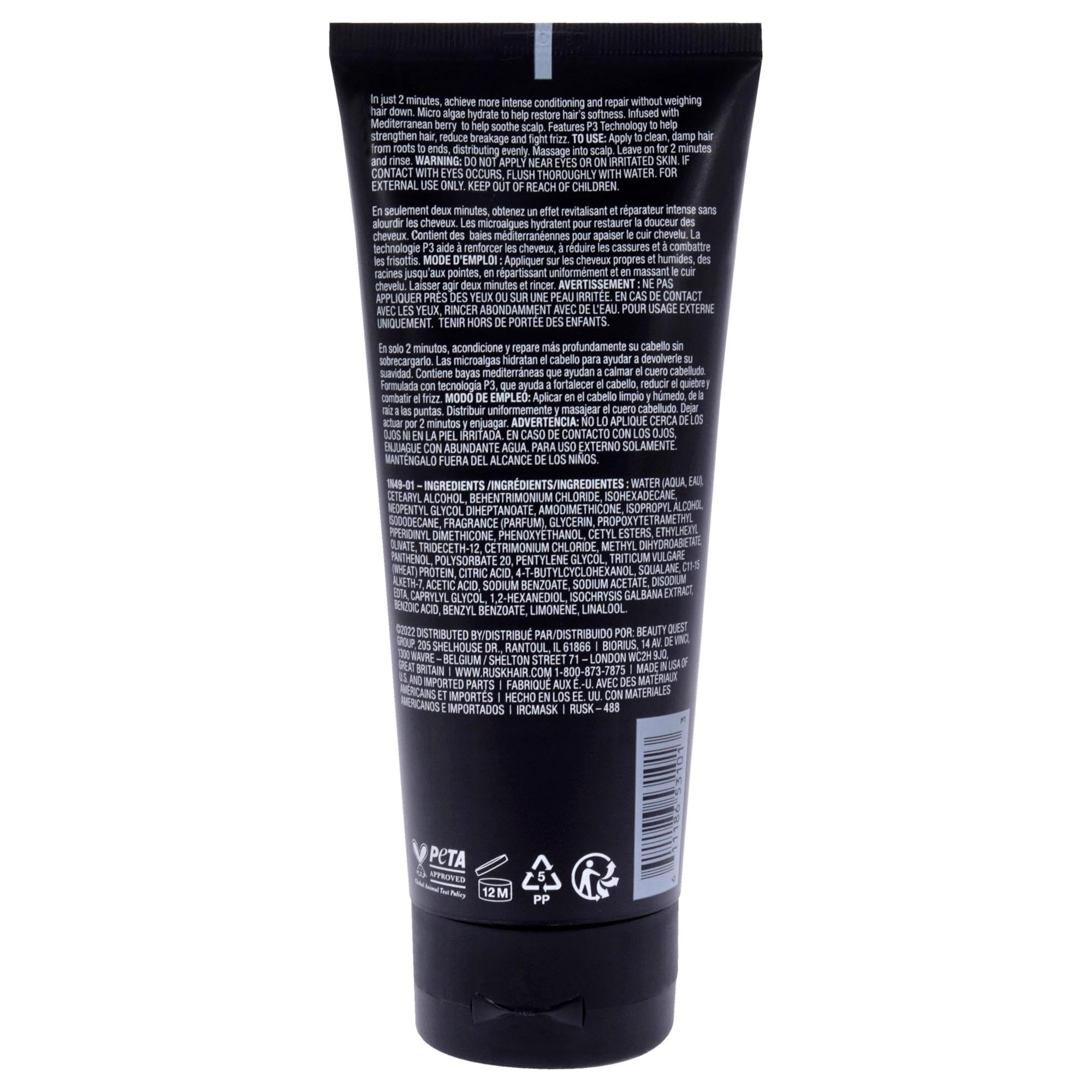 RUSK 2-Minute Masque, pH-Balanced Conditioner, Restoring and Conditioning, Treat + Transform In Just 2 Minutes, 6 oz
