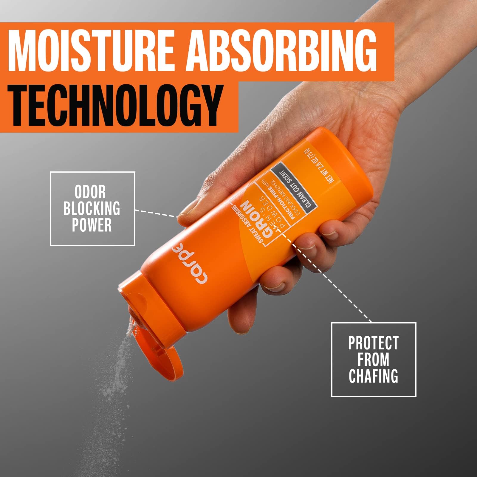Carpe Sweat Absorbing Groin Powder (For Men) - Designed for Maximum Sweat Absorption - Mess and Friction Free, Stop Chafing