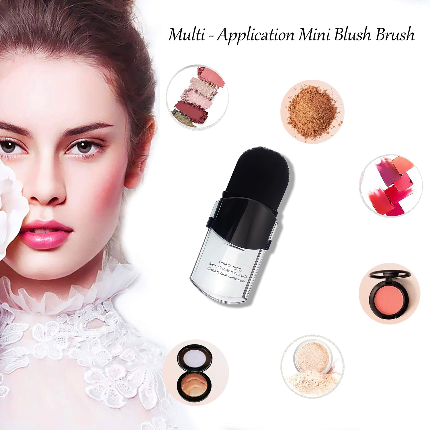 Bling Toman Mini Blush Brush Flat Telescope Brush Retractable Travel Makeup Brush for Mineral Powder,Contouring, Bronzer, Loose Powder,Sunscreen, Cream Foundation or Liquid Cosmetics (1 pcs)