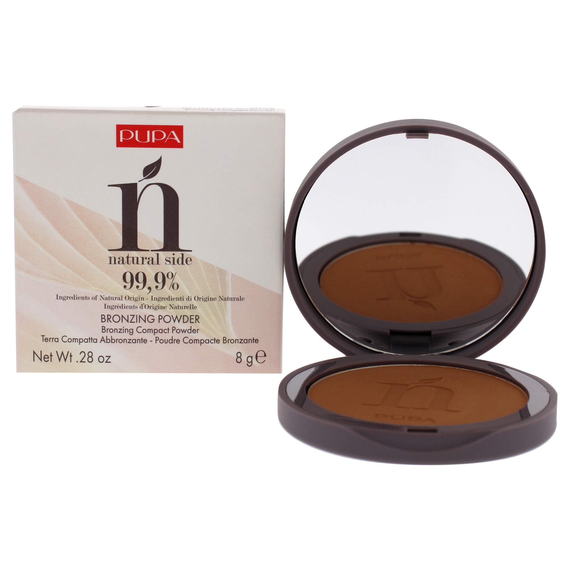 PUPA Milano Natural Side Bronzing Powder - Compact Bronzing Powder 99.9% Ingredients of Natural Origin - Gives Your Face a Natural Even-Looking Tan - 003 Intense Bronze - 0.28 Oz (I0111842)