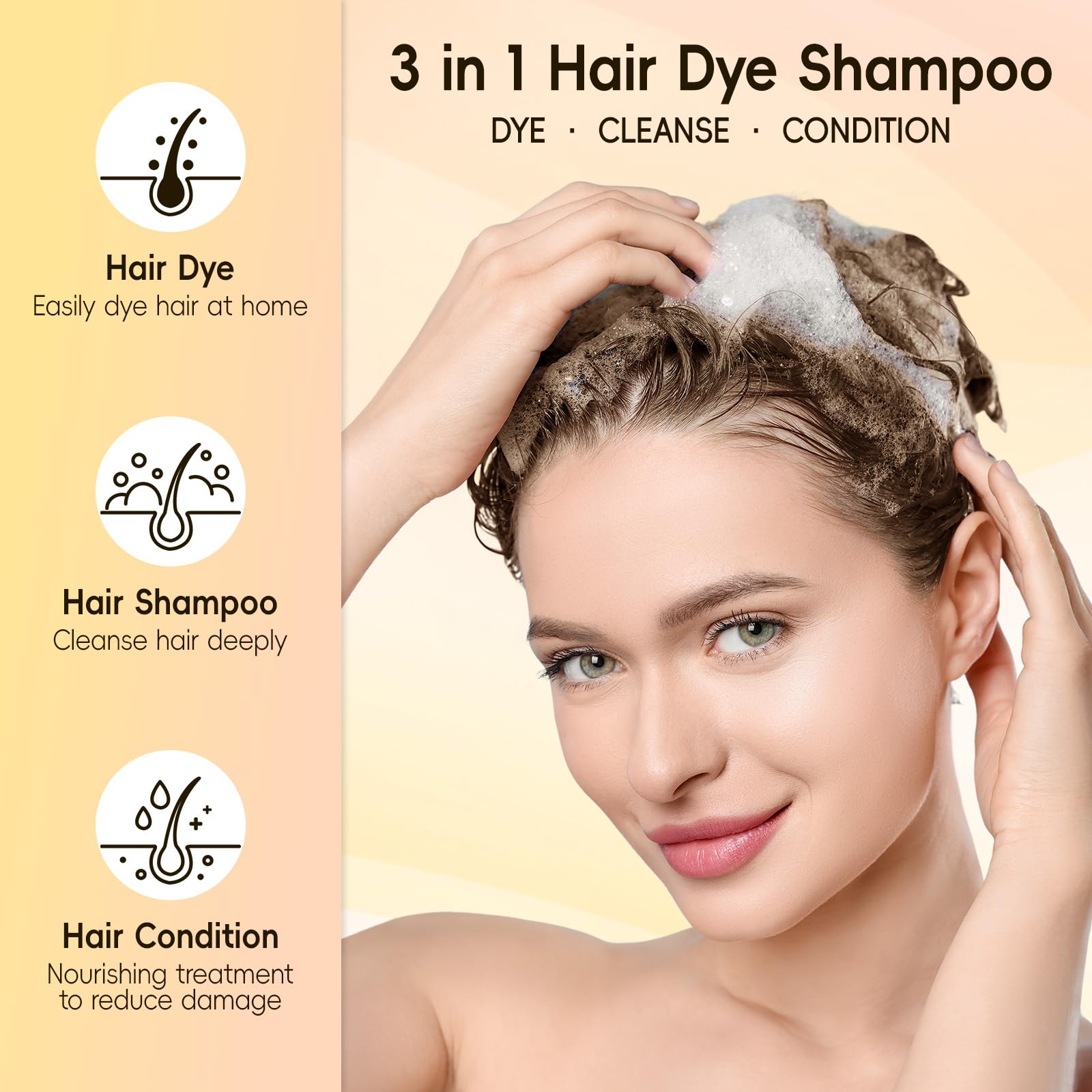 BOJICA COSMTEK Hair Dye Shampoo 3 in 1 for Gray Hair, Dark Brown Hair Color shampoo for Women, Natural Shampoo Hair Dye-100% Grey Hair Coverage/Herbal Ingredients - 150ml (5.07 oz)