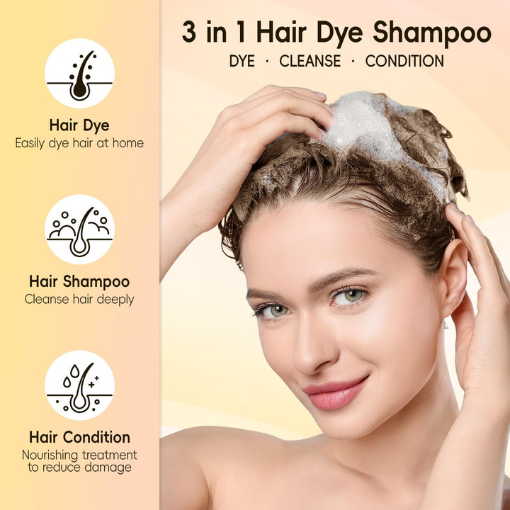 BOJICA COSMTEK Hair Dye Shampoo 3 in 1 for Gray Hair, Dark Brown Hair Color shampoo for Women, Natural Shampoo Hair Dye-100% Grey Hair Coverage/Herbal Ingredients - 150ml (5.07 oz)