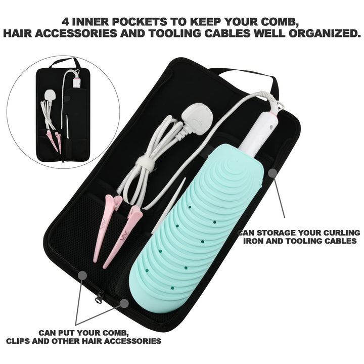 Beautyflier 2 Pieces Curling Iron Cover Sleeve, Canvas Heat-Resistant Flat Iron Hair Straightener Holder Pouch, Hair Straightener Travel Cover for Travel, Gym, or Home (16.5IN, Flower White)