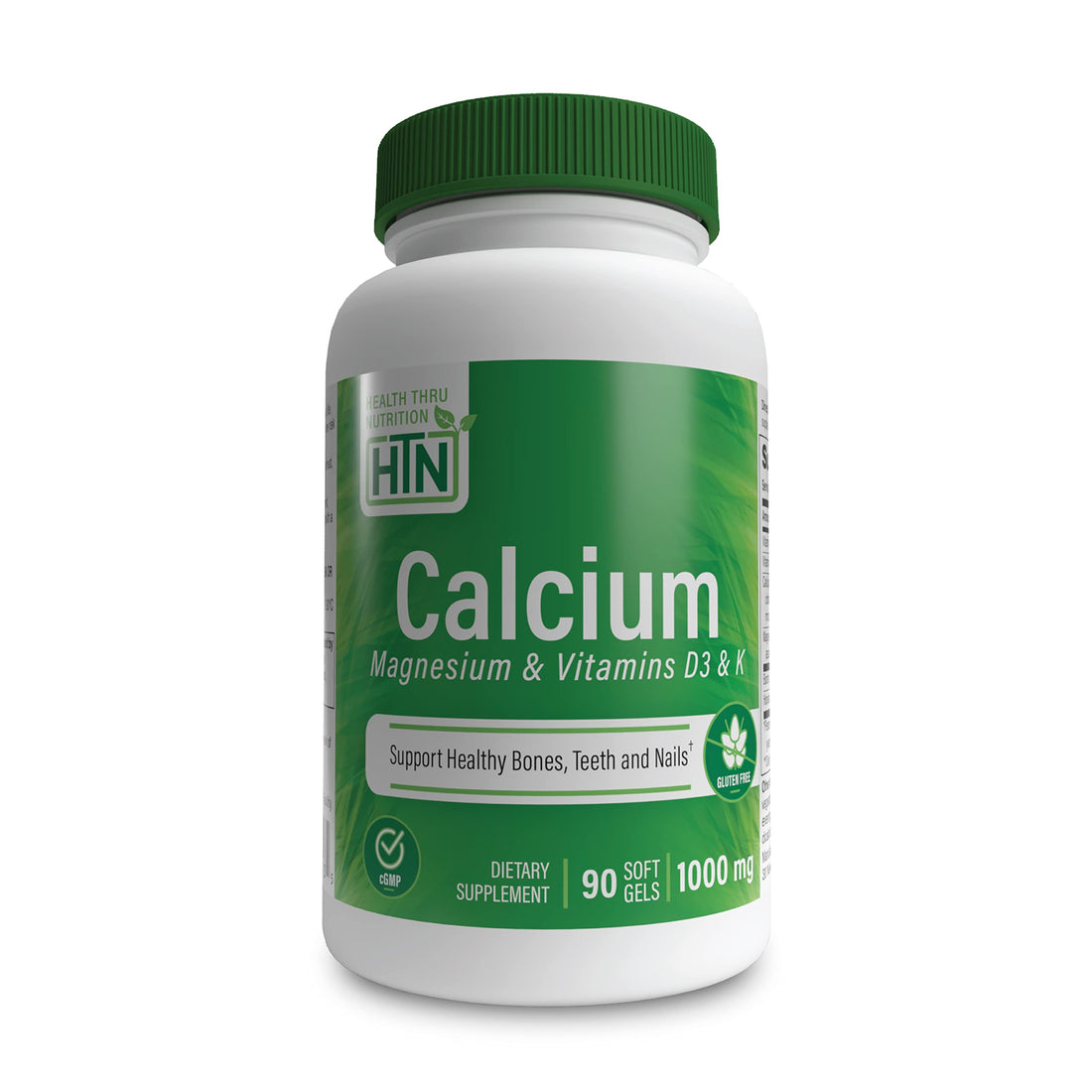 Health Thru Nutrition Calcium 1000mg and Magnesium 400mg with Vitamin D3 & K (90 Softgels)