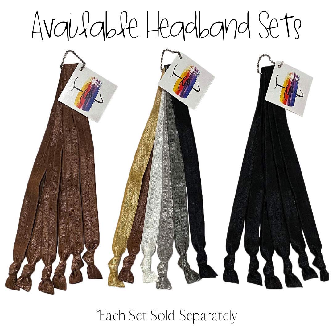 Solid Black No Crease Elastic Headband Hair Ties by THIS SEASON'S COLORS; 5/8 Wide
