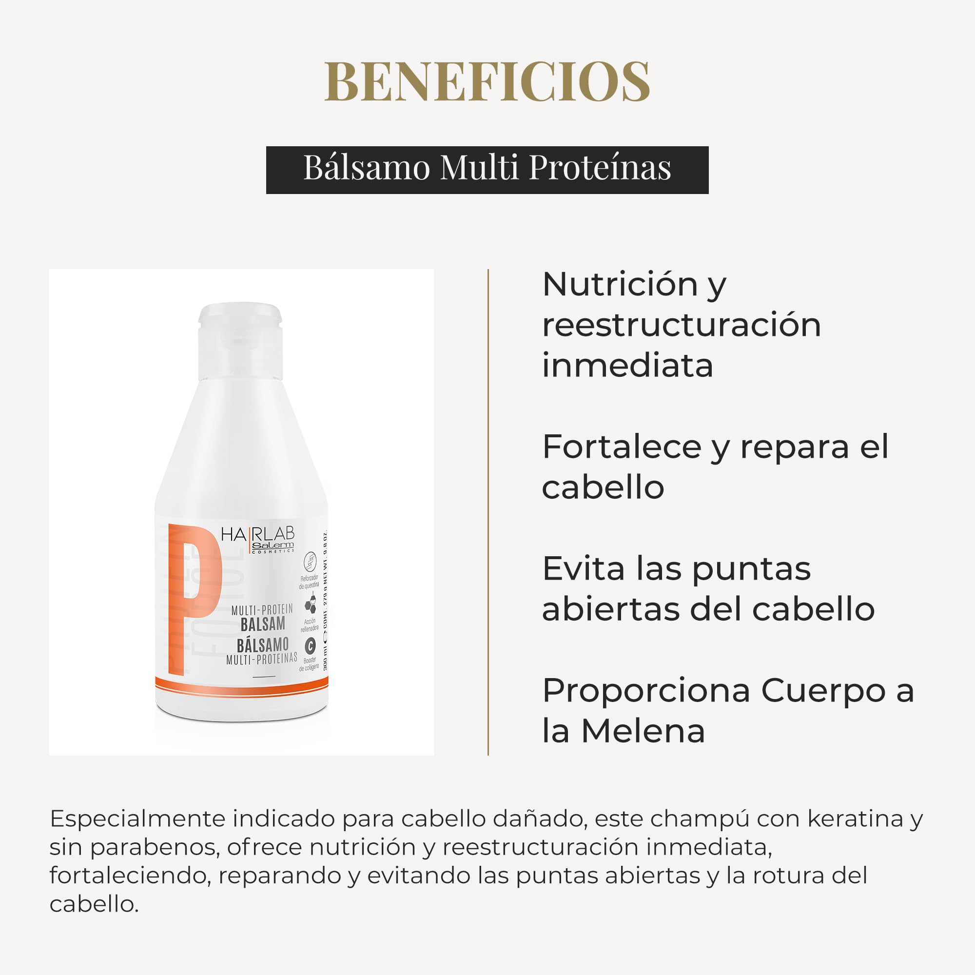 SALERM - Hair Conditioner - Multi-Proteins Hair Lab Balm - 300 ml - Helps Strengthen and Repair Hair - Adds Volume - Paraben-Free