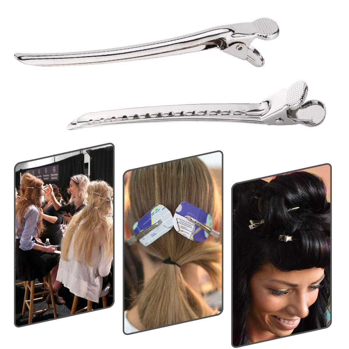 Alligator Hair Clips Metal Duck Bill Hair Clips for Styling - with Holes Professional Sectioning Clips for Salon and Women Girls Accessories Silver