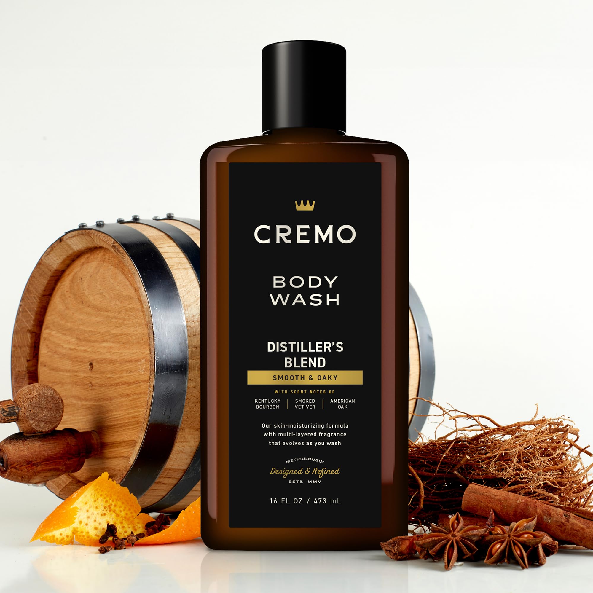Cremo Rich-Lathering Reserve Blend Body Wash, An Elevated Blend with Notes of Kentucky Bourbon, Smoked Vetiver and American Oak, 16 Oz