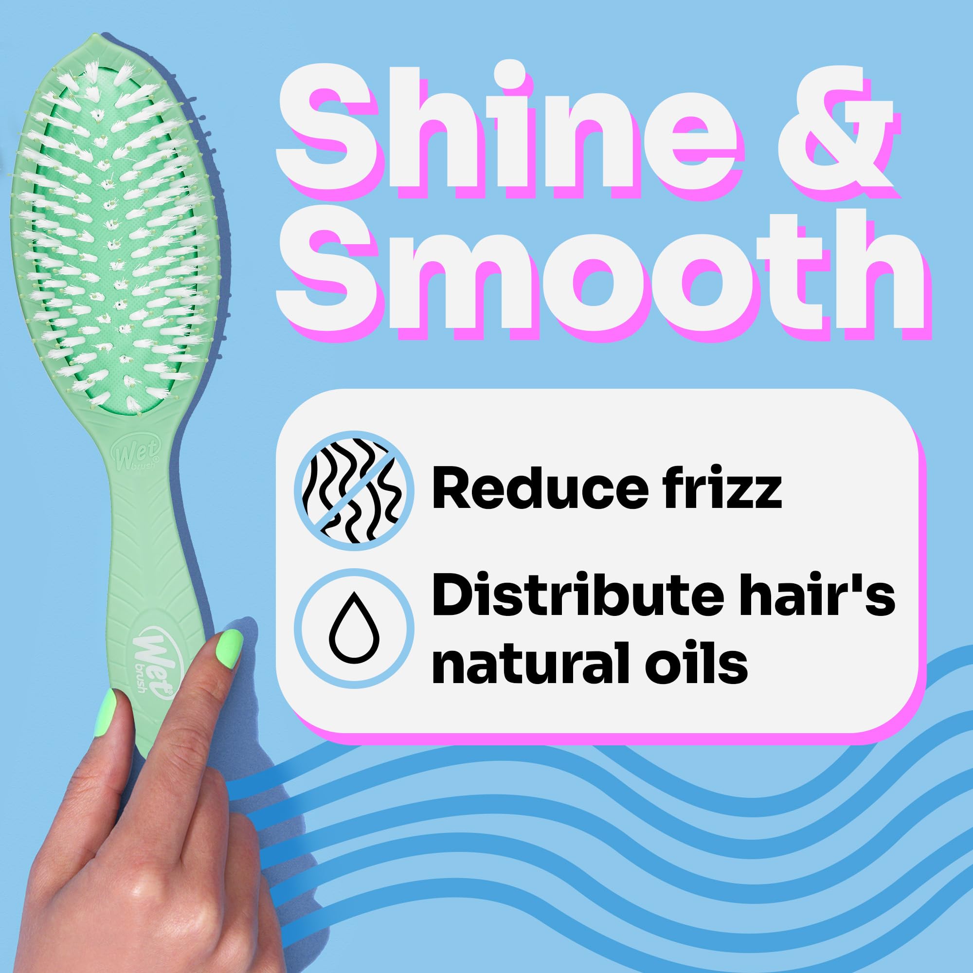 Wet Brush Hair Brush Go Green Treatment & Shine, Eco-Friendly, biogradable, Shine-boosting bursh With Soft Bristles, Minimizes Pain, Removes knots (Tea Tree Oil)