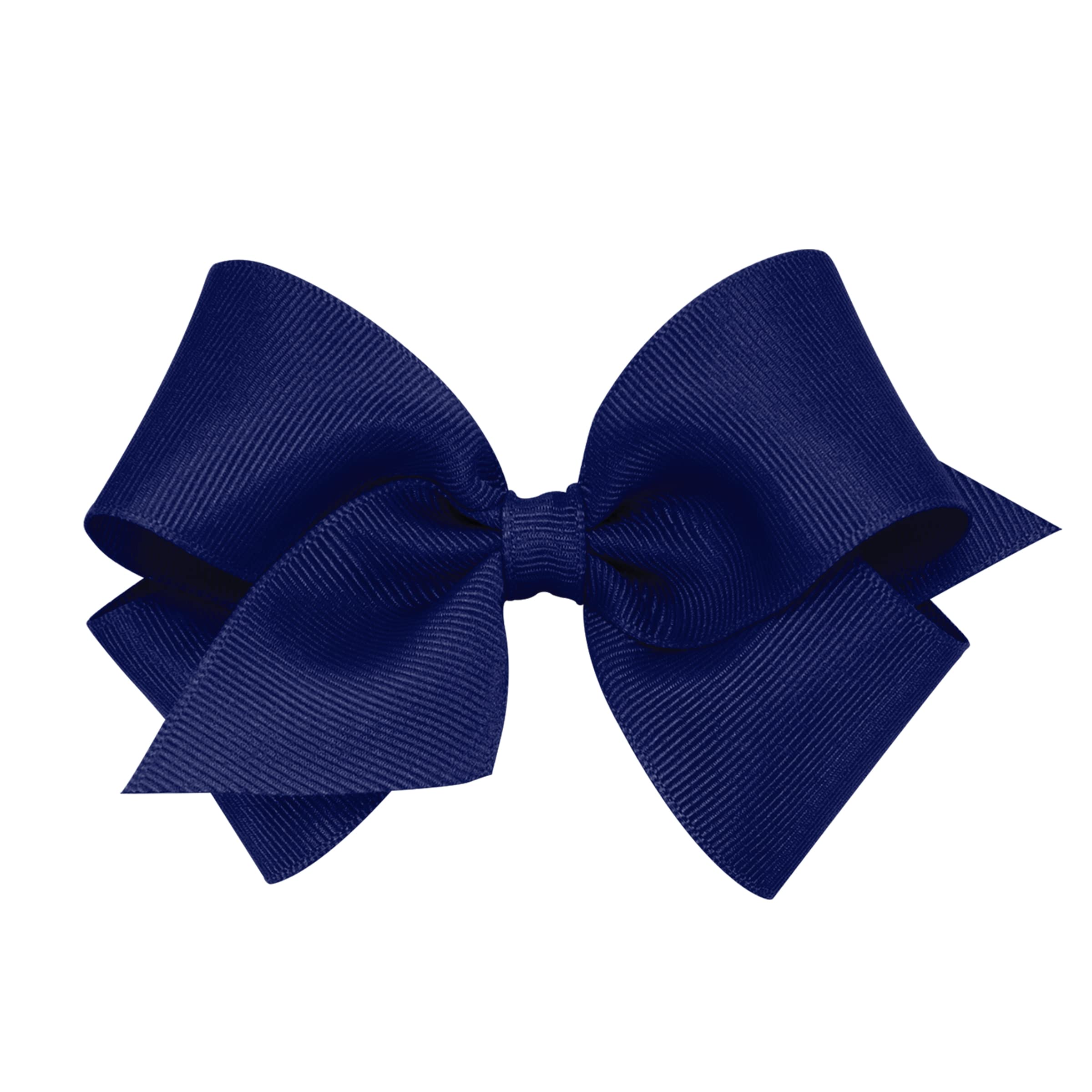Wee Ones Girls' Classic Grosgrain Hair Bows on a WeeStay No-Slip Hair Clip, Handmade, Small, Light Navy