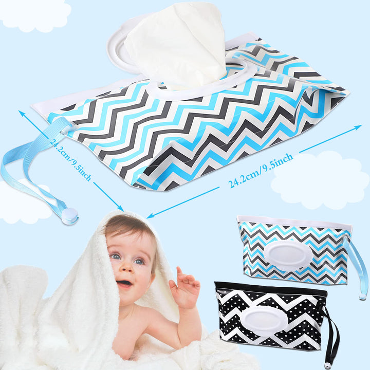 FEBSNOW 2 Pack Baby Wipes Container, Reusable Portable Wet Wipe Pouch, Wipe Dispenser Container, Baby Travel Wet Wipe Holder