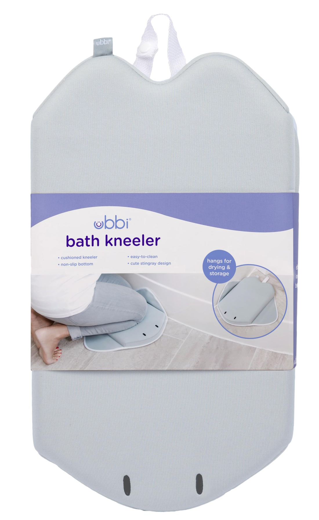 Ubbi Cushioned Kneeler Pad, Non-Slip, Baby and Toddler Bath Time Must Have Accessory for Parents, Gray