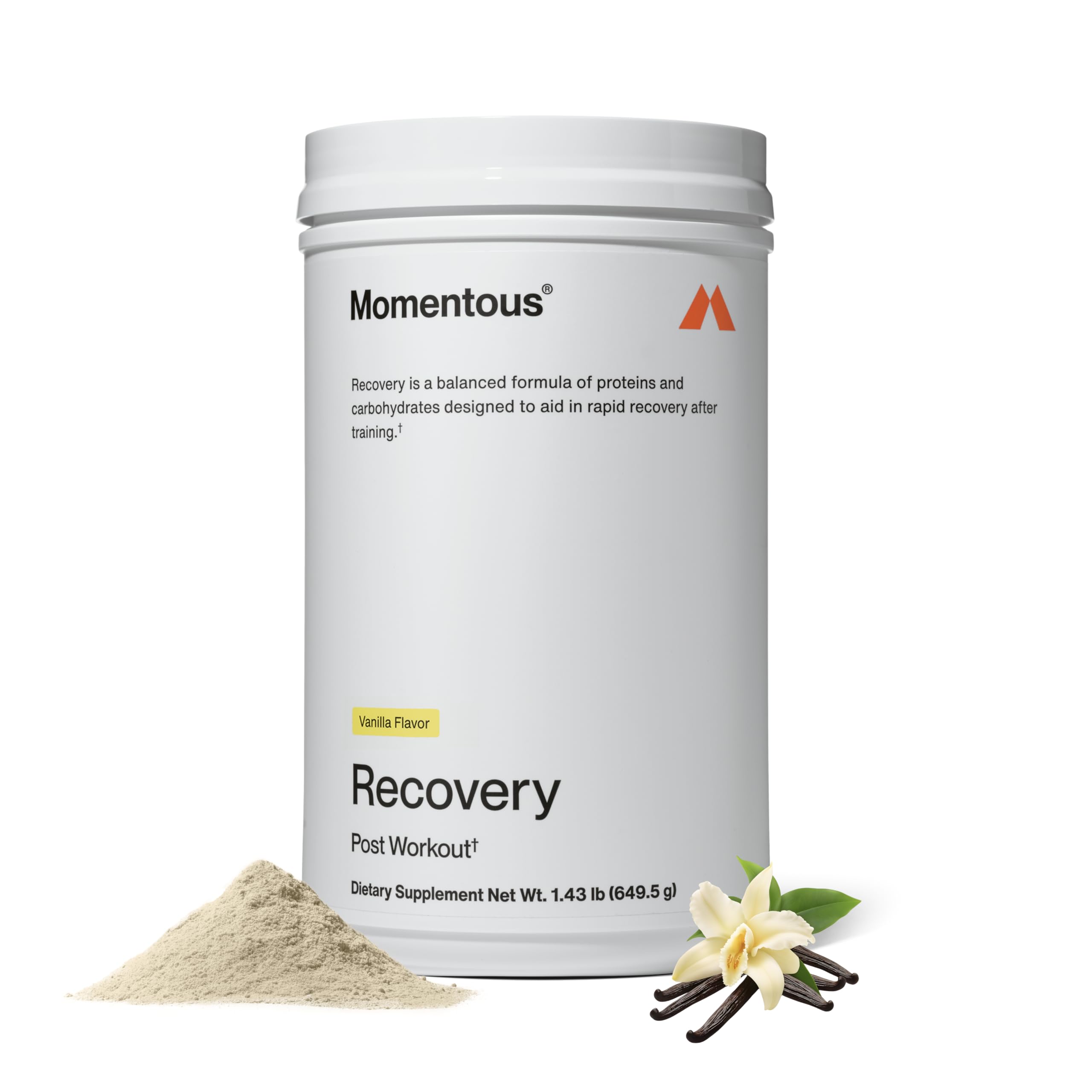 Momentous Recovery Grass-Fed Whey Protein Powder - 20g Post-Workout Whey Isolate Protein - NSF Certified, Gluten-Free, 15 Servings, Vanilla (Package May Vary)