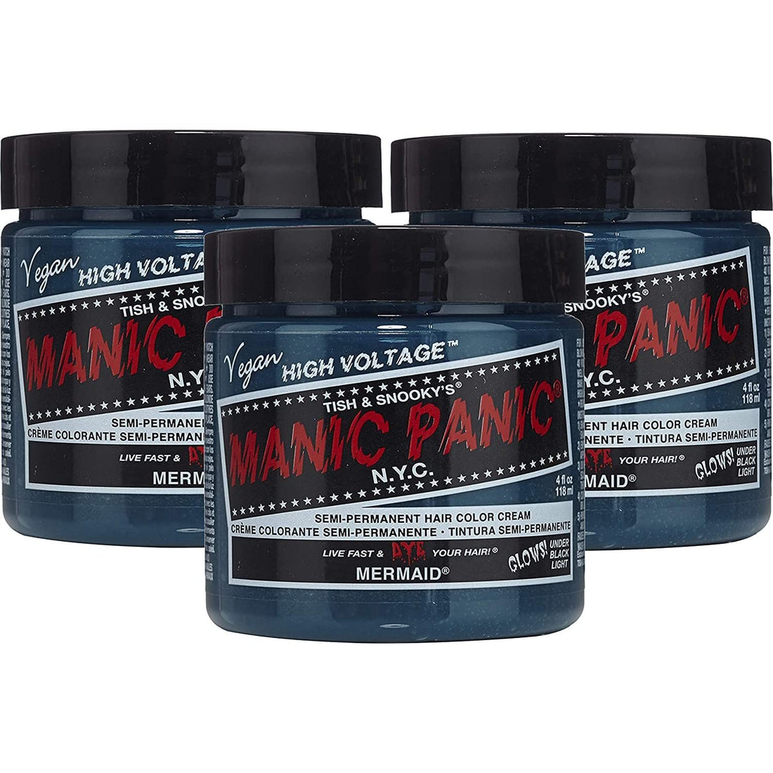 Manic Panic Semi-Permament Haircolor Mermaid 4oz Jar (3 Pack)